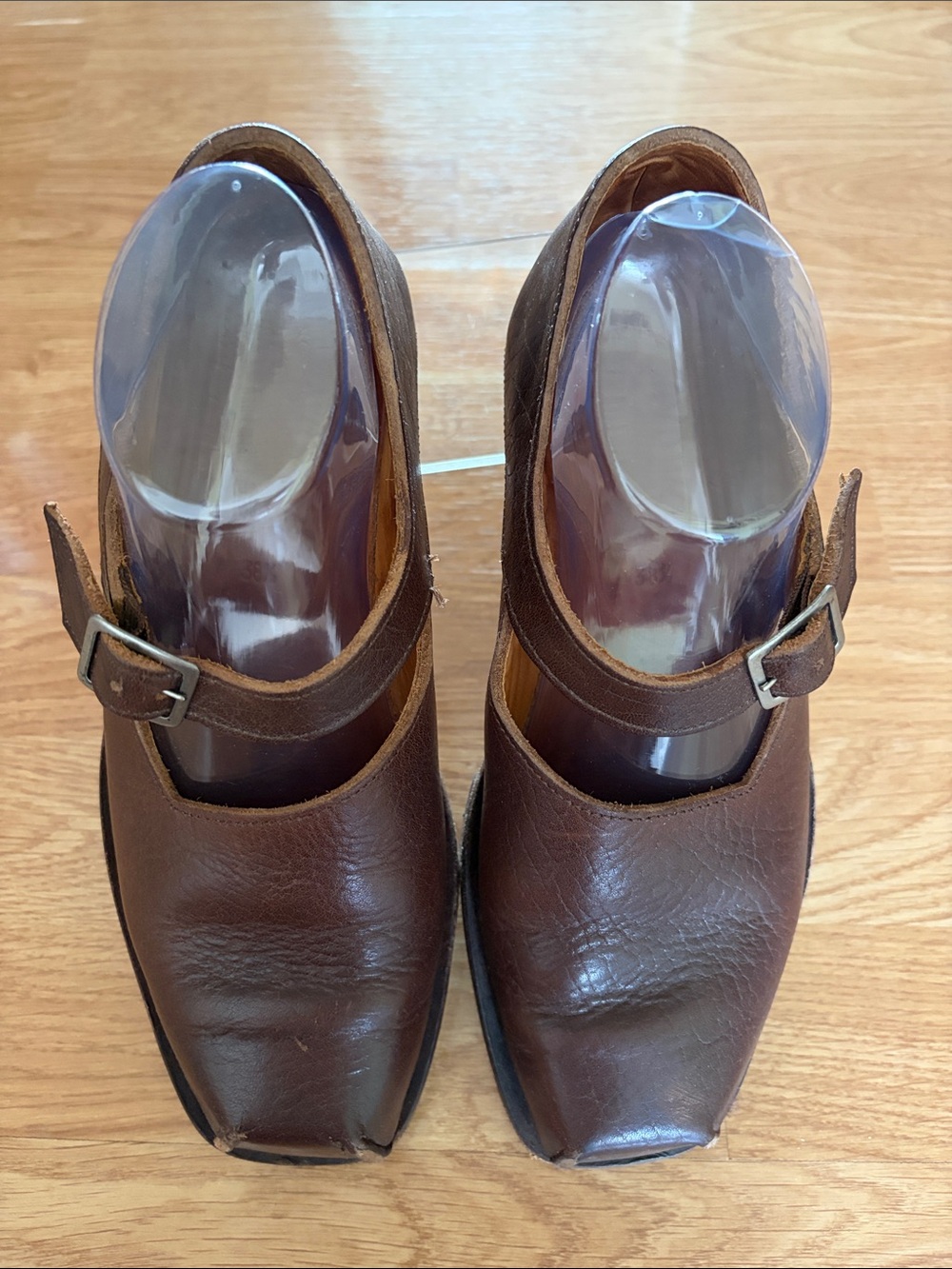 Cydwoq Brown Leather Women’s Mary Jane Style Square Toe Shoe EU 38 1/2 - Picture 2 of 16